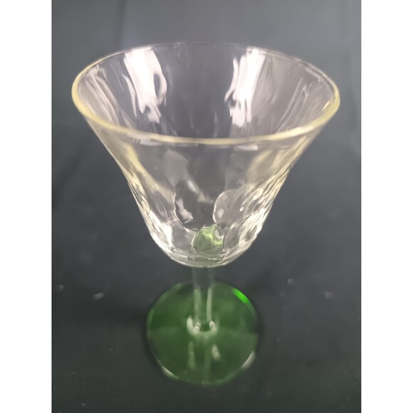 Set Of Four (4) Glass Cups With Uranium Glass Base Sherry Glass - Picture 5 of 7